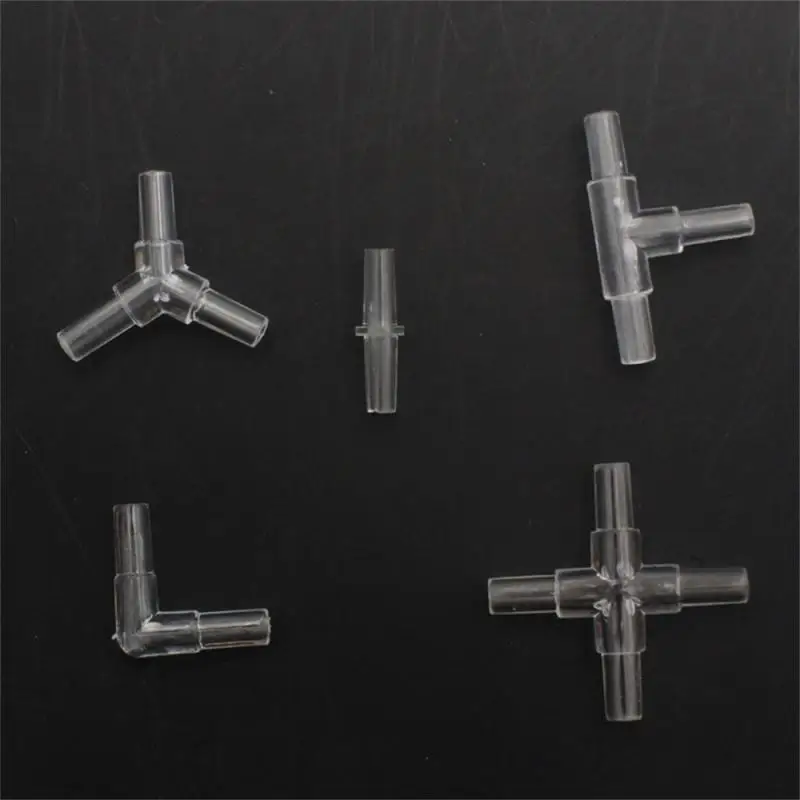 10PCS 4mm Aquarium Airline Tubing Connectors Plastic Inline Valve Hoses Joints Tee/Cross/Elbow/Y Shaped Air Pump Accessories