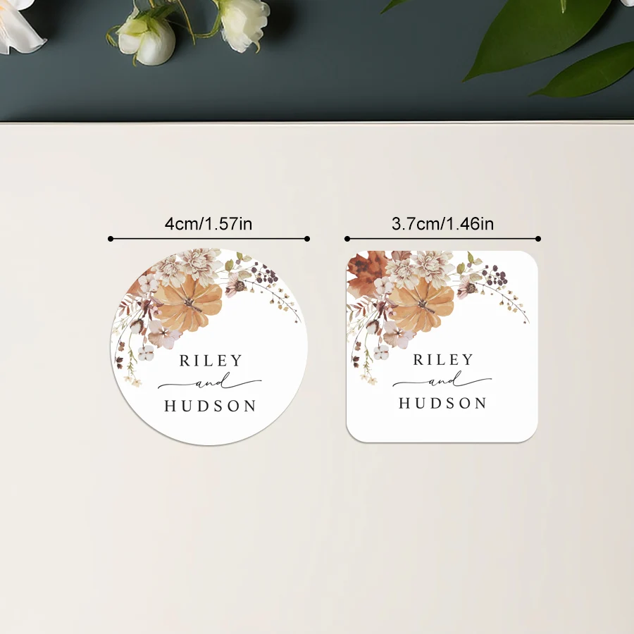 Custom Wedding Seals - Floral Gift Labels for Party Decorations, Personalized DIY Craft Stickers & Event Favor Decals