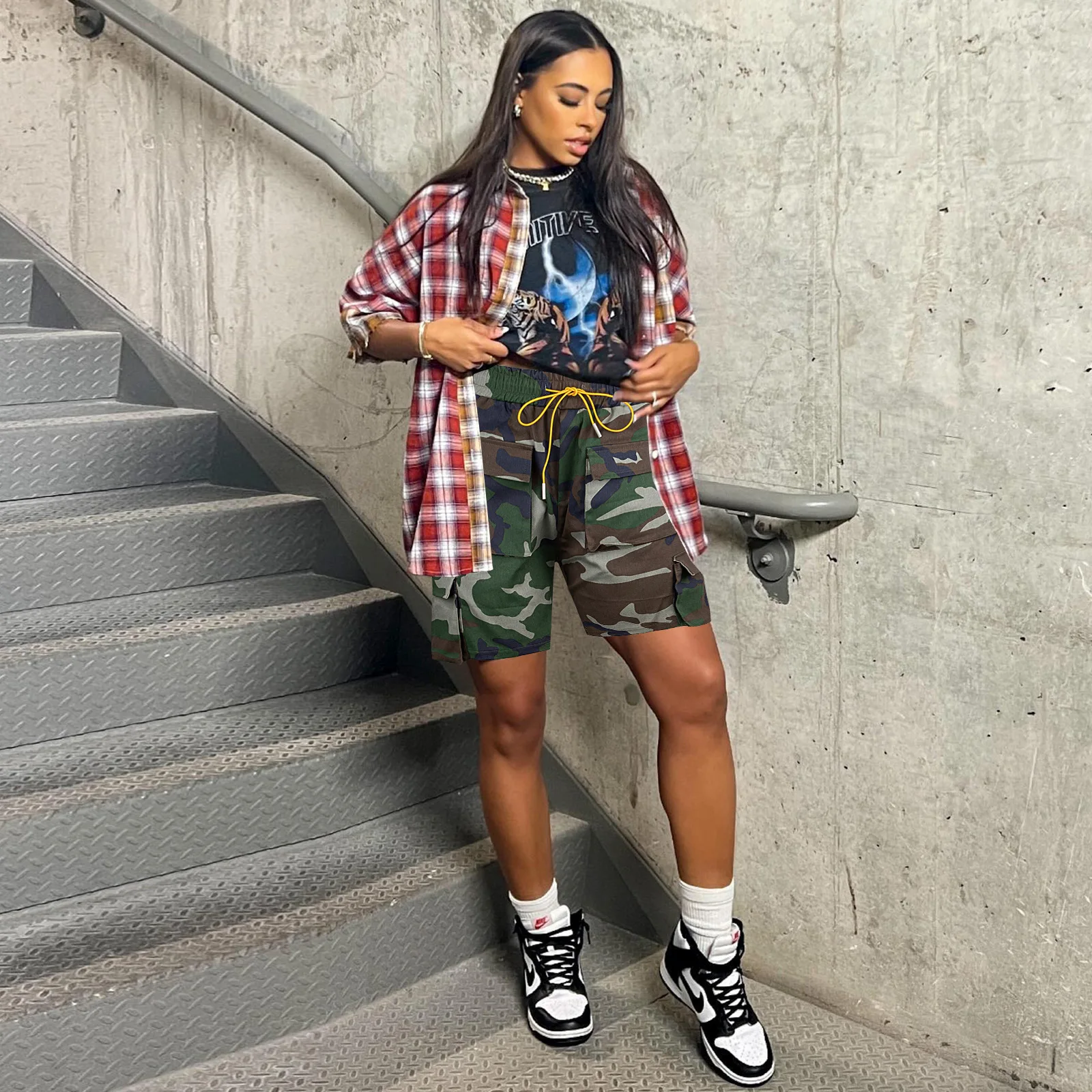 Women Camo Shorts Cargo Sexy Pant High Waist 2023 Summer Fashion Clothes Y2K Streetwear Pocket Camouflage Short Pants Trousers