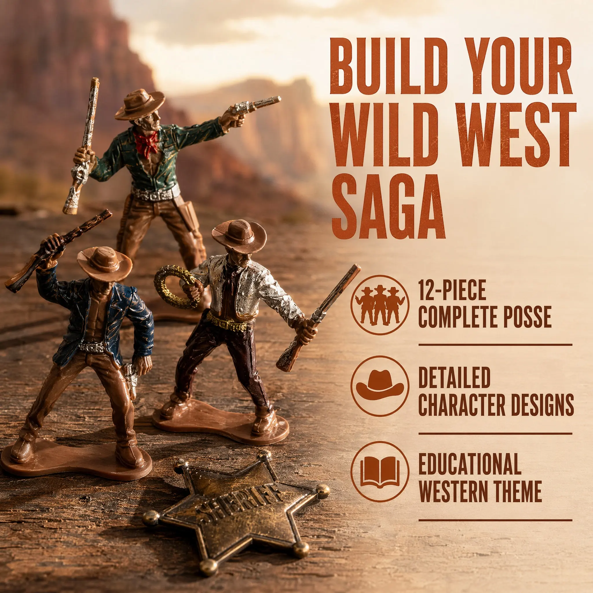 12Pcs Western Cowboy Figures Mini Wild West Plastic Statues for Educational Home Decor Party Cake Toppers Fairy