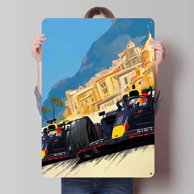 Redbull Racing-letrero de estaño para pared, póster artístico, decoración de oficina, carteles de Metal Vintage para decoración de cueva de hombre, decoraciones de dormitorio, habitación Retro