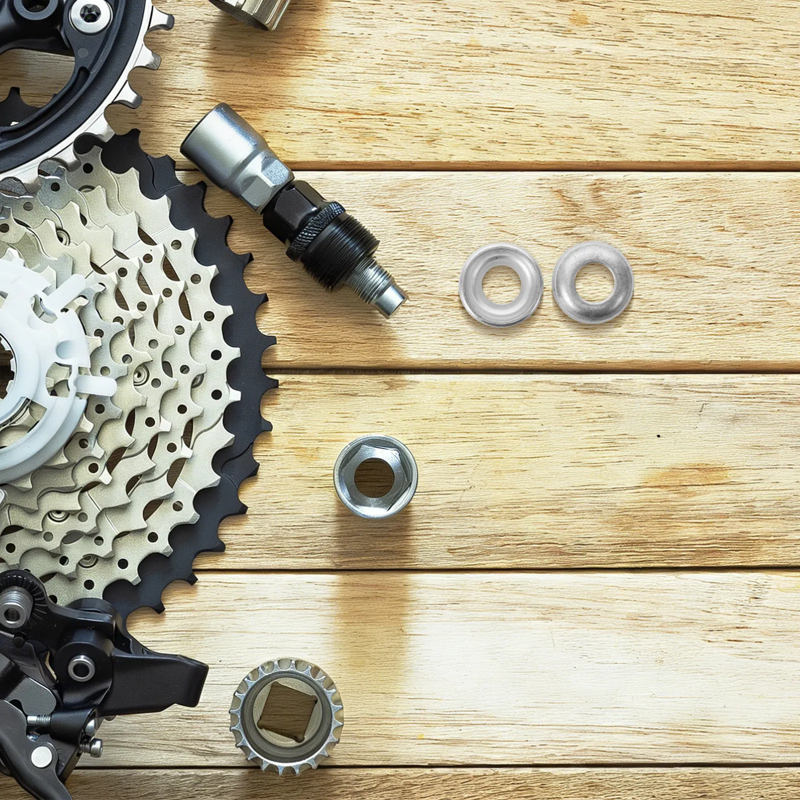 

50Pcs Metal Bicycle Hub Cups Precision Machined Front Rear Hub Washer Replacement for Bike Axle Locknut Bearing System