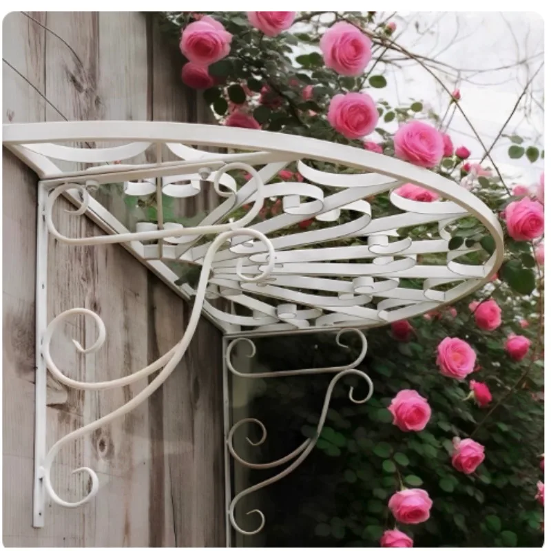 Villa Courtyard European & American Wrought Iron Window, Eaves Canopy Shelf, Wall Mounted Flower Rack