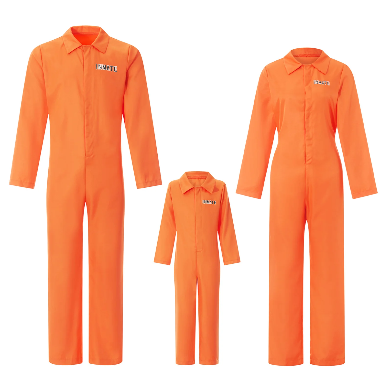 Prisoner Costume Orange Prison Jumpsuit Long Sleeve Adult Kids Jail Costumes for Role-Playing Party Cosplay Outfits