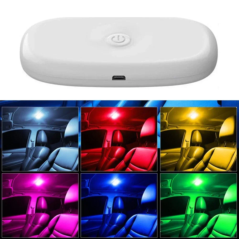 Car Backseat Ceiling Roof Light Kits Magnetic LED Night Car Interior Reading Light Square Touch Light Rechargeable Colorful Lamp