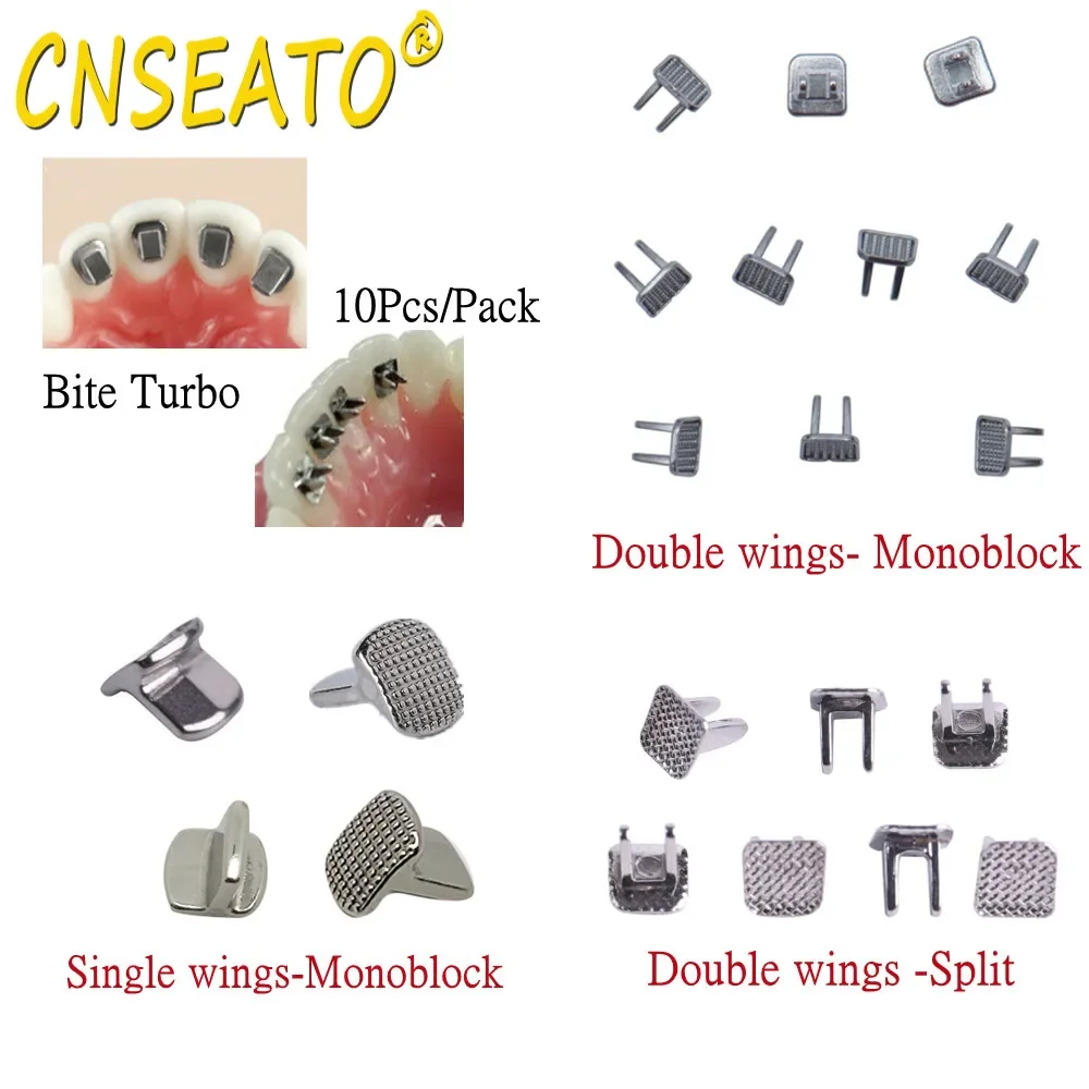 

10PC Dental Bite Turbos Orthodontic Bondable Tongue Tamer Builder Habbit Correction Button MIM Monoblock Hinge Dentistry Bracket