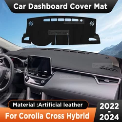 Car Dashboard Sun Shade Cover Instrument Desk Non-slip Artificial Leather Pad Mat For TOYOTA Corolla Cross Hybrid 2022-2024