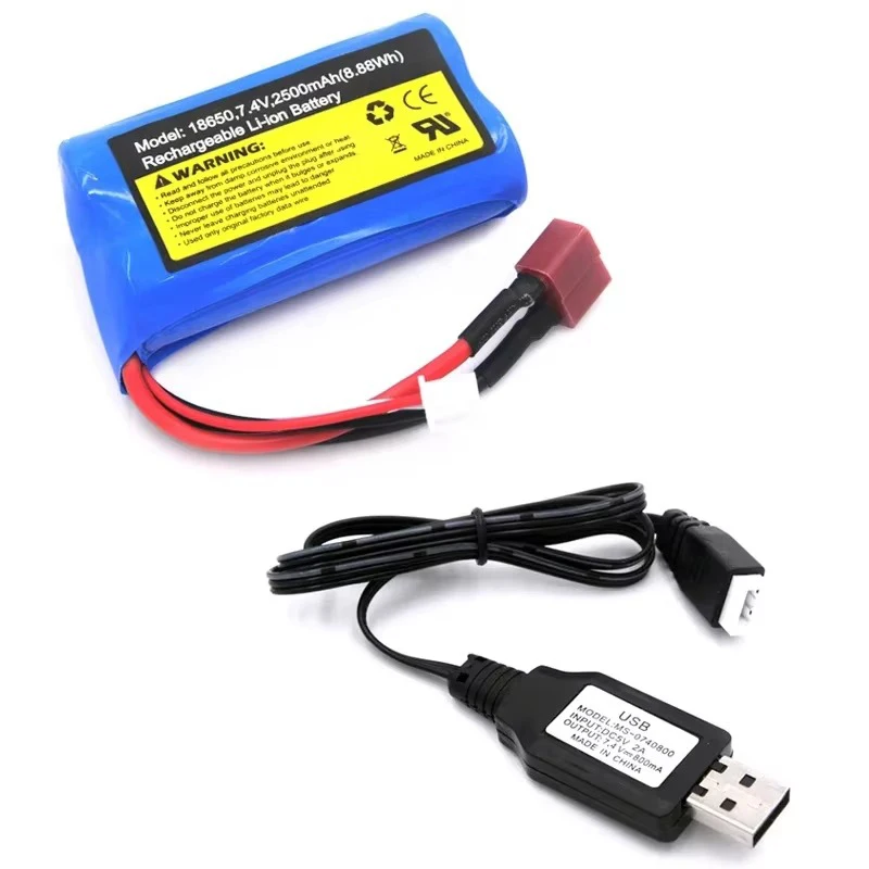 7,4 V 2500 mAh T-Buchse mit großer Kapazität, Lithium-Batterie-Teile F 16101 16102 16103 16104 16106 16201 Q130 SG116 RC-LKW-Ersatzteile