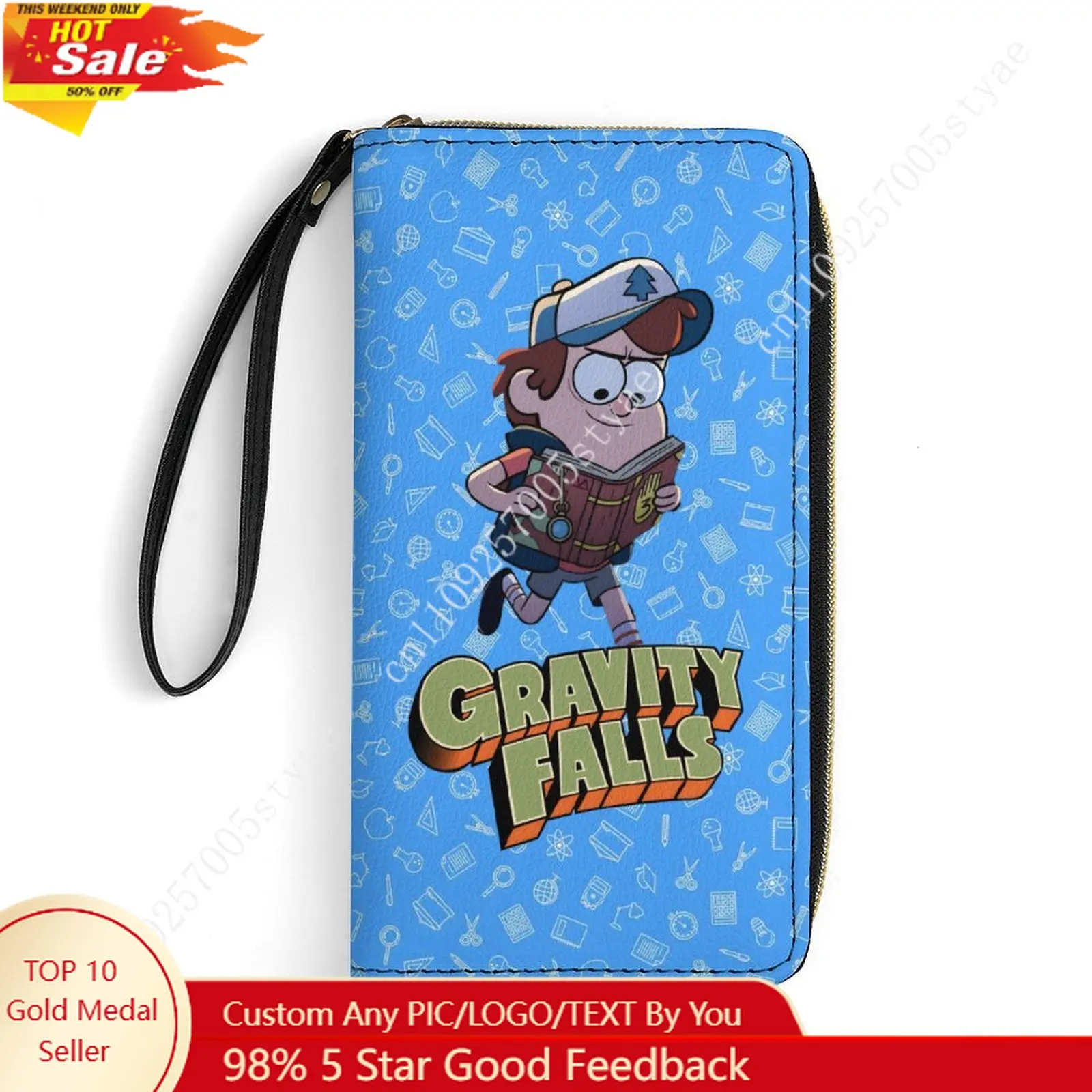 

Dipper Pines Leather Wallet Disney Licensed Custom Personalized Design Your Pattern Portable Purse Double Sided Print Cosplay