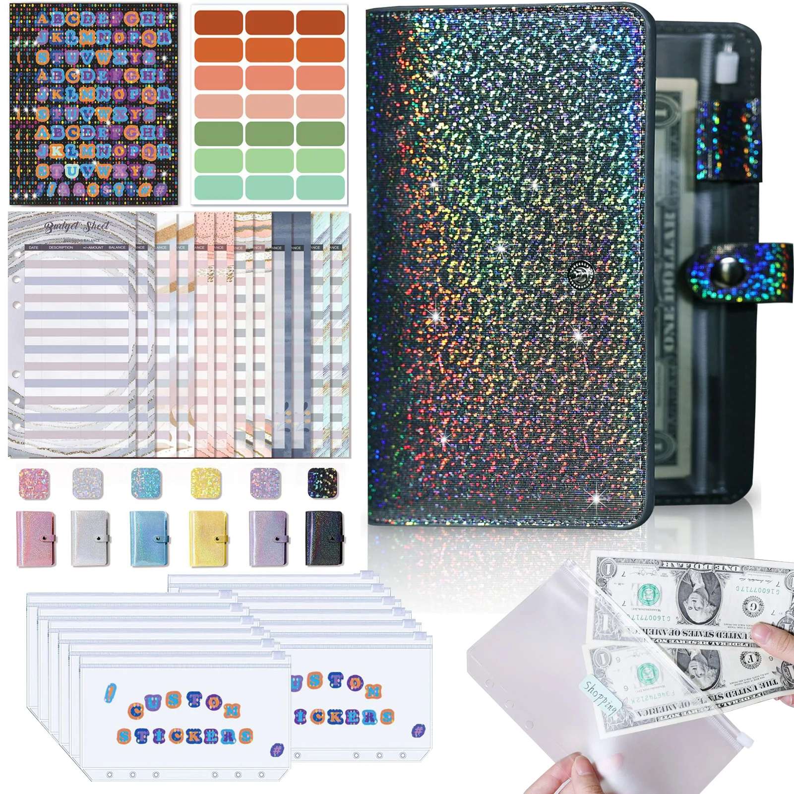 A6 Orçamento Binder Notebook com bolsos, Envelopes De Dinheiro Set, Dinheiro Economizando Bill Organizador, 2022