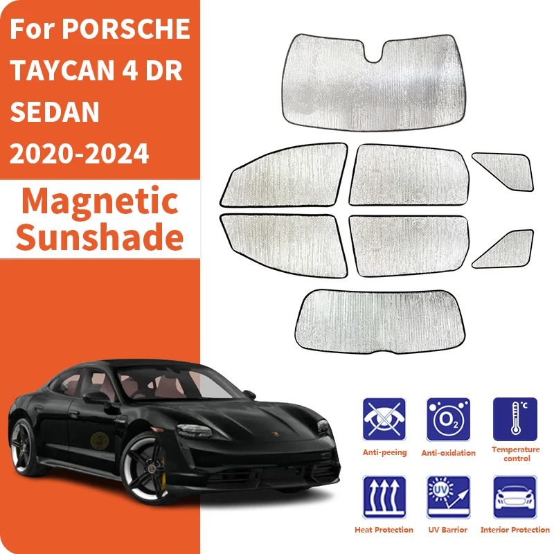 Custom Car Window Sunshade Anti-UV Car Sun Window Visors Sunshade Covers Accessories For PORSCHE TAYCAN 4 DR SEDAN 2020-2024