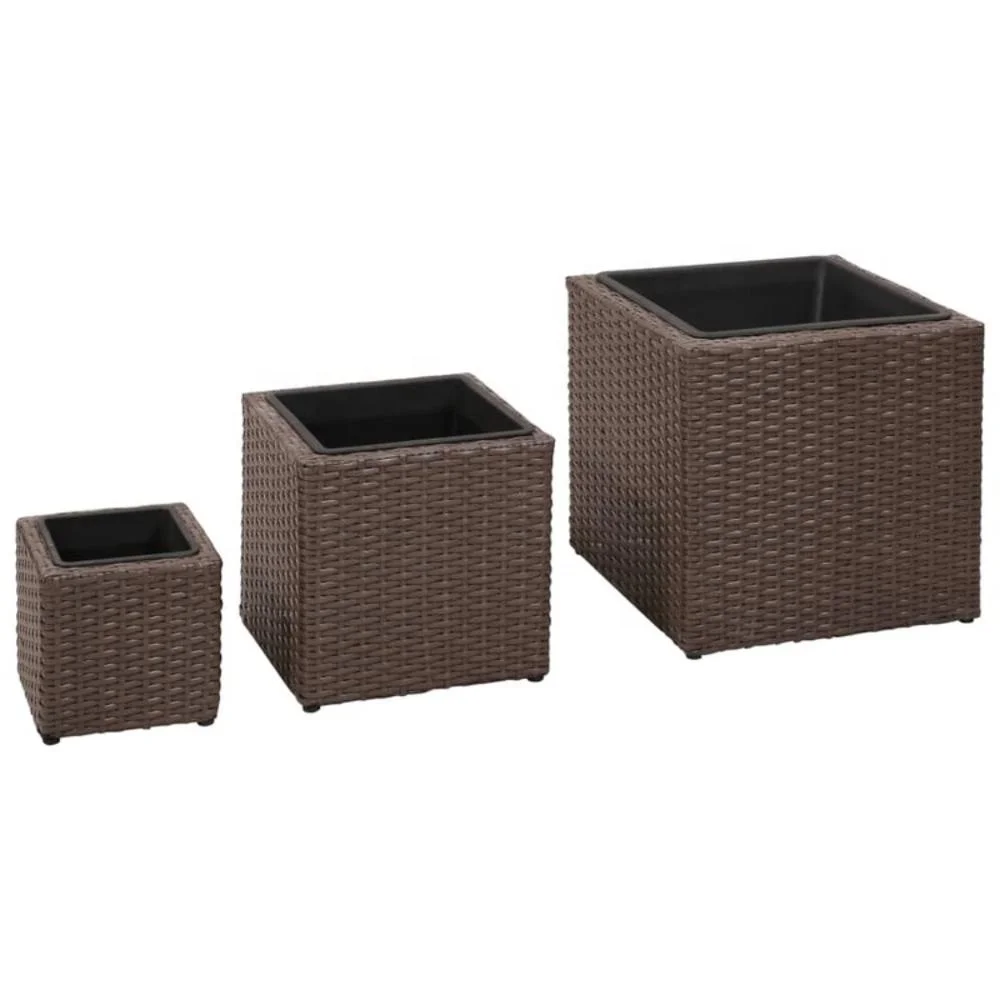 Indonesia Home Living Furniture Cheap Garden Square Planter Rattan Brown Home Decor Plant Flower Stand Box