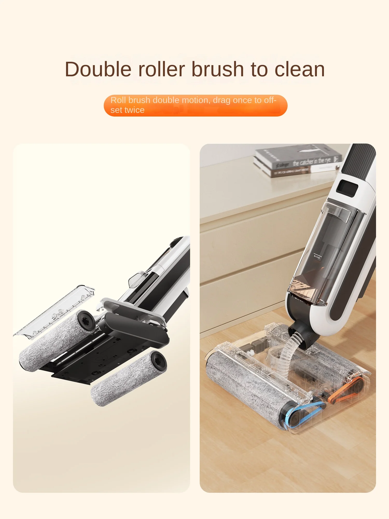 UWANT X100max Floor washer Double rolling brush extended edge cleaning Wireless sweep mop mop integrated vacuum cleaner