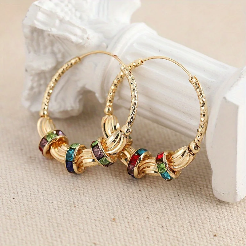 Fashion Trendy Statement Hoop Earrings for Women Golden Color Rainbow Earring Luxury Jewelry accessorie for Wedding Anniversary