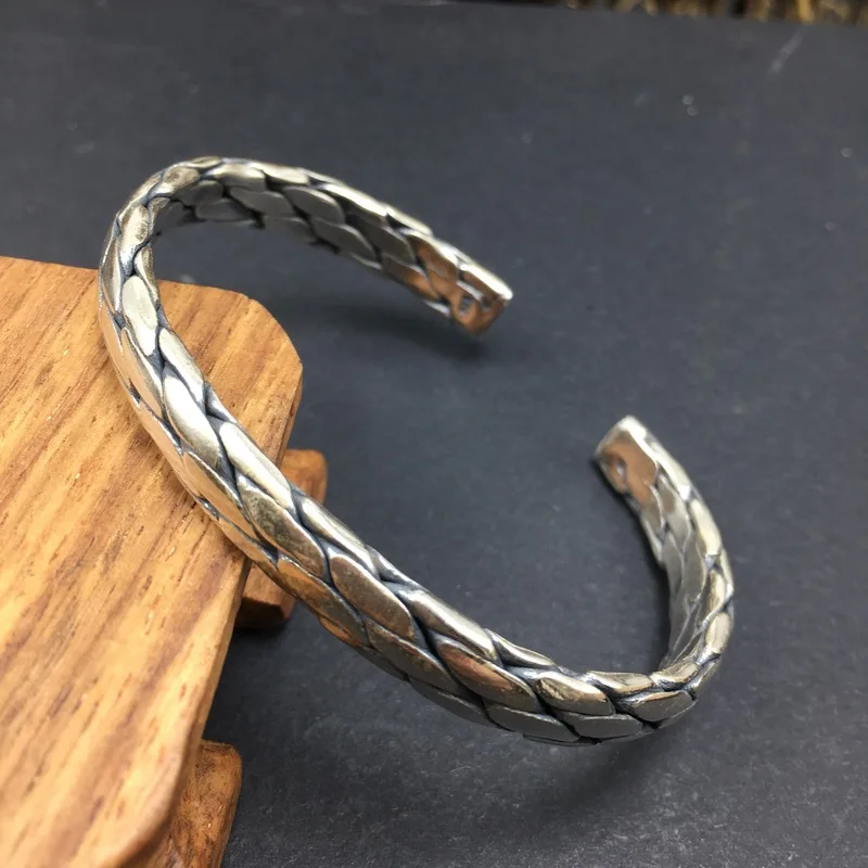 Open , Vintage Twisted Multi-Layer Fashion Bracelet, Men'S Sterling Silver Jewelry
