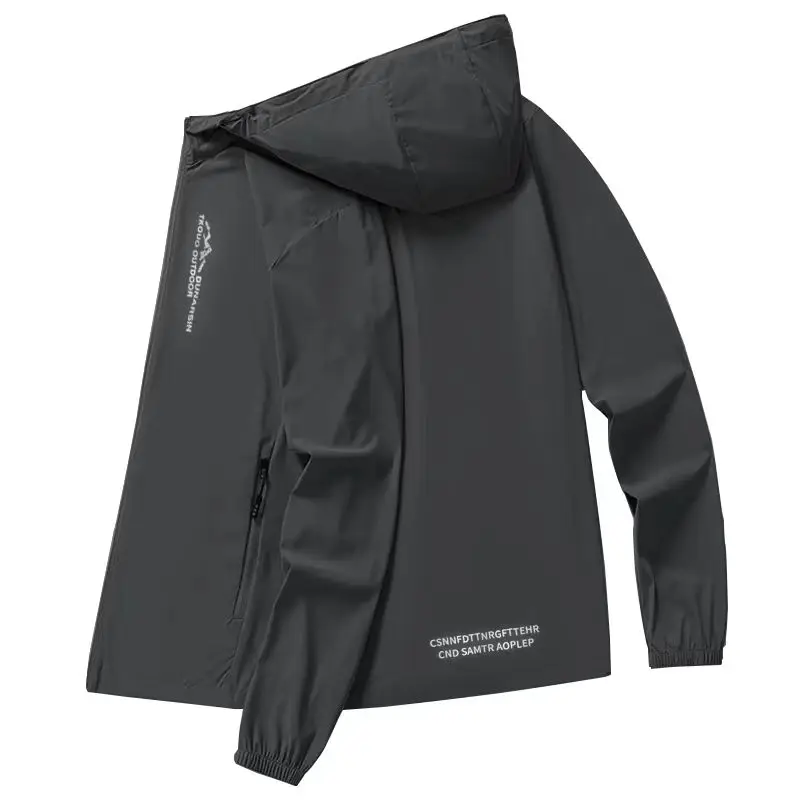 

New Men's UV Protection Ice Silk Breathable Skin irt Sports Summer Jaet Lightweight Loose Fit Long Sve Hooded Zipper