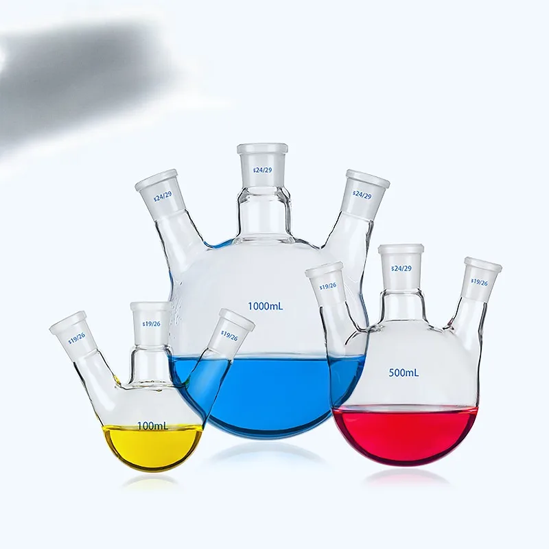 Y Lab Borosilicate Glass Laboratory Round Bottom Boiling Flask 1L/2L/3L/5L Three Necks Chemistry Glassware