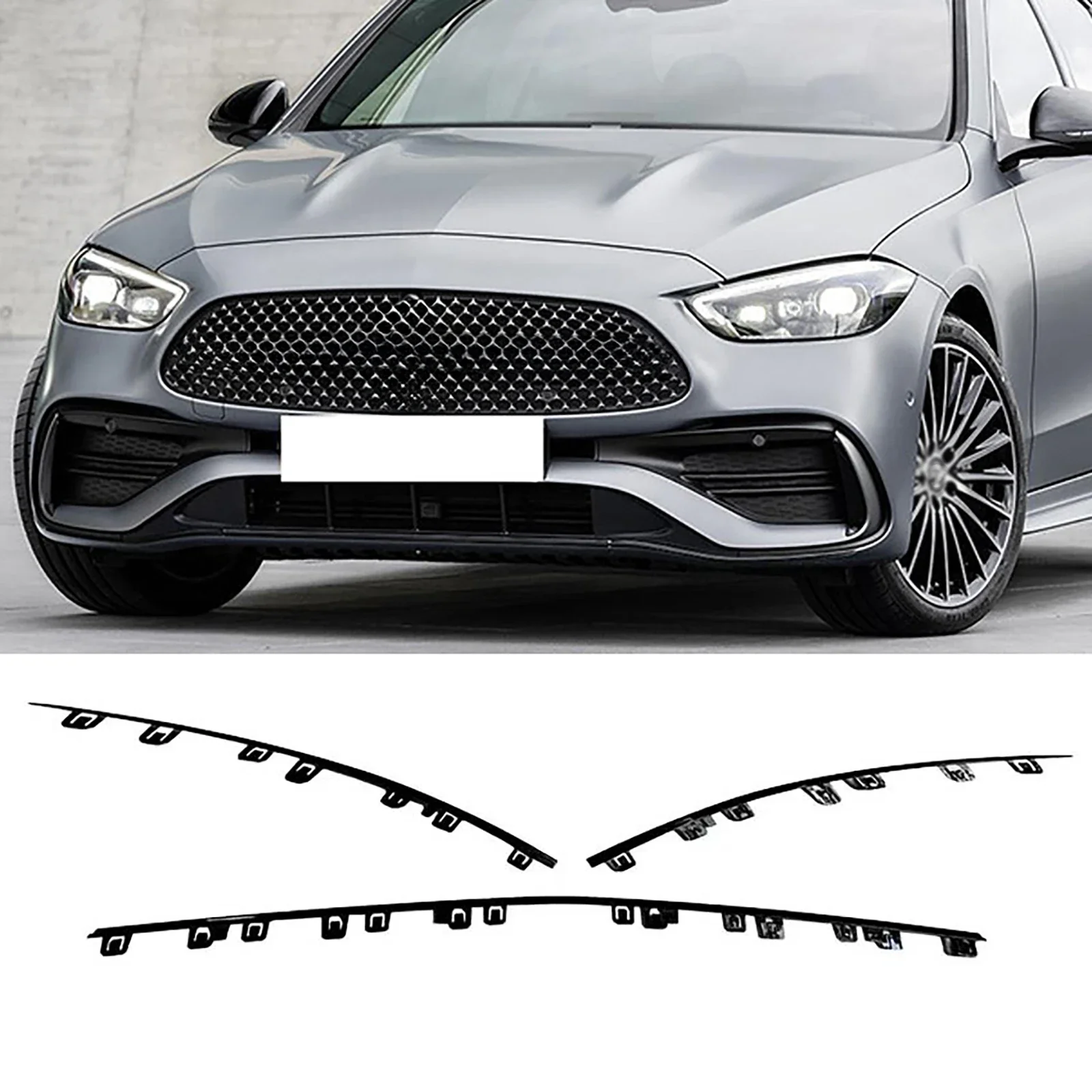 

3Pcs/Set Left And Right Car Front Bumper Trim Strip For Mercedes-Benz W206 C180 C200 C220 C260 2022+