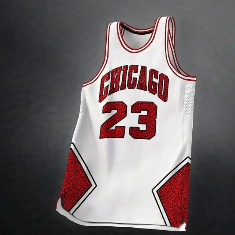 

Summer Men's Basketball Tank Tops 3D Print Loose Quick Dry Sleeveless Vest Chicago Team Jersey Uniform Outdoor Training Clothing