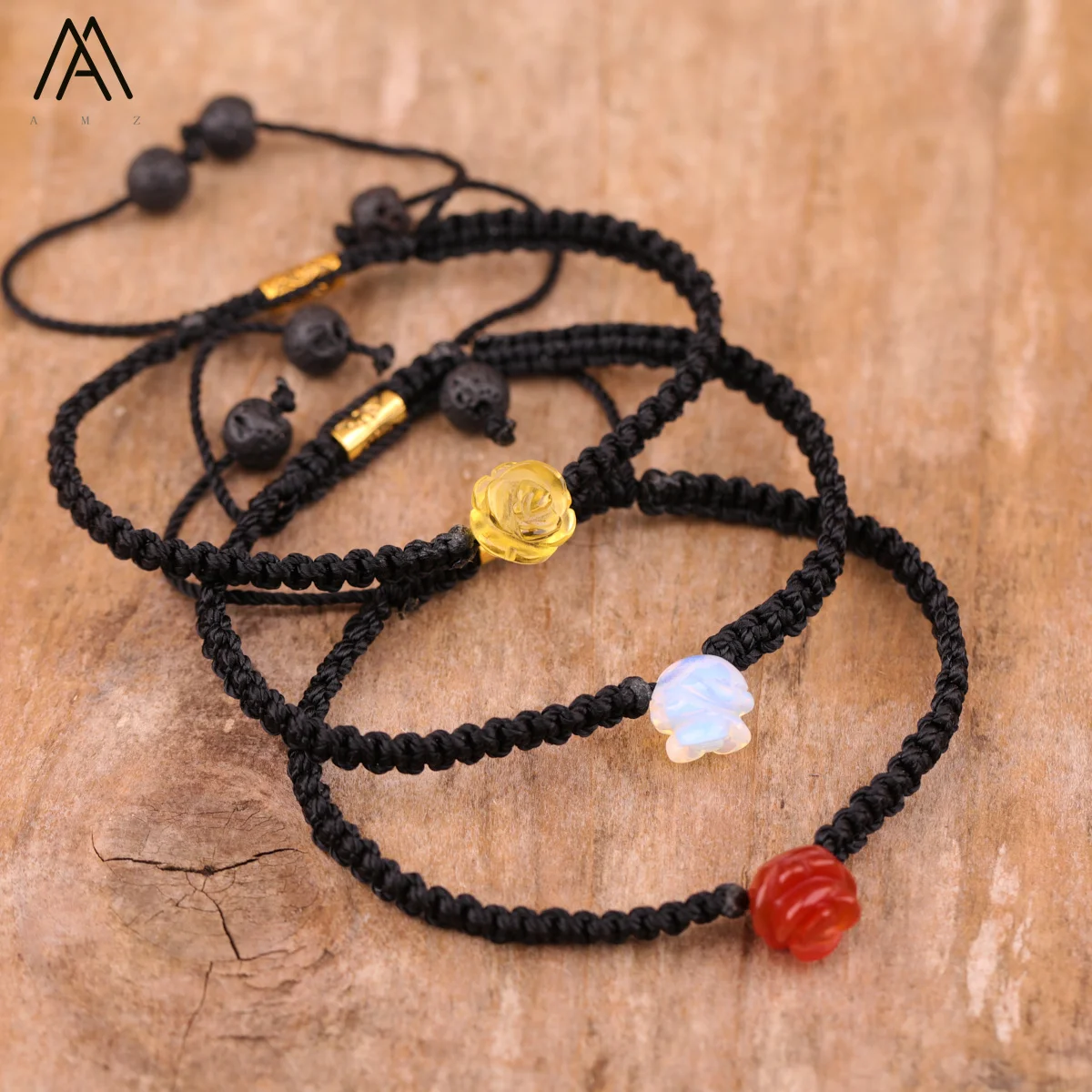 Pulsera minimalista de flores rosas, cuentas de piedra talladas a mano, joyería de cristal curativo, regalo de San Valentín de amor