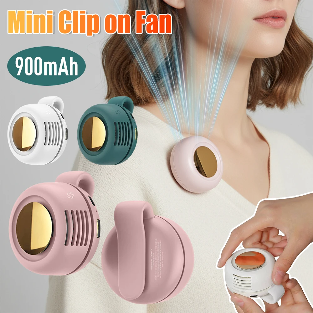 Mini Clip Fan Portable Neck Waist Fan Electric Air Cooling Fan 900mah USB Bladeless Fan Portable Air Cooler for Outdoor Home