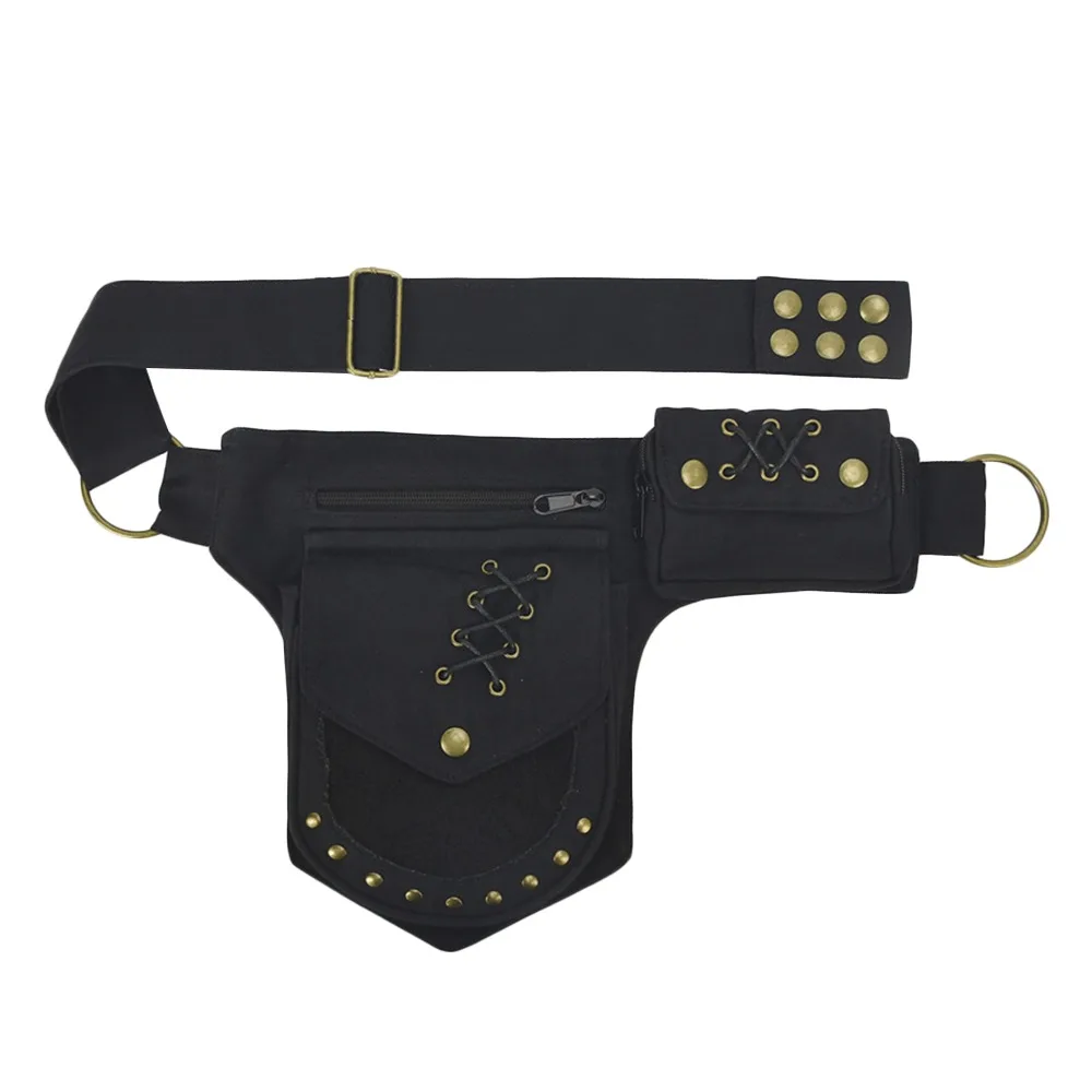 

Punk Cotton Belt Waist Packs Adjustable Strap Vintage Waist Bag Travel Multi-functional Sport Bag Outdoor
