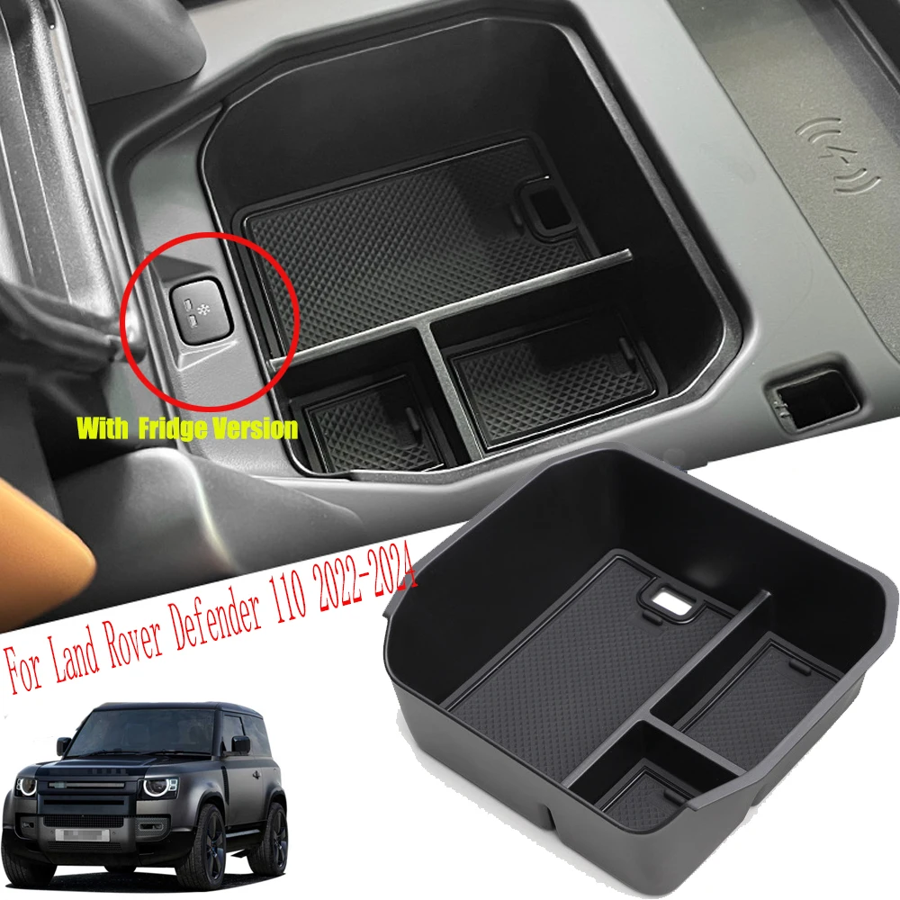 Car Center Console Organizer For Land Rover Defender 110 2022-2024  Armrest Storage Box Tray(Suitable For Fridge Version)