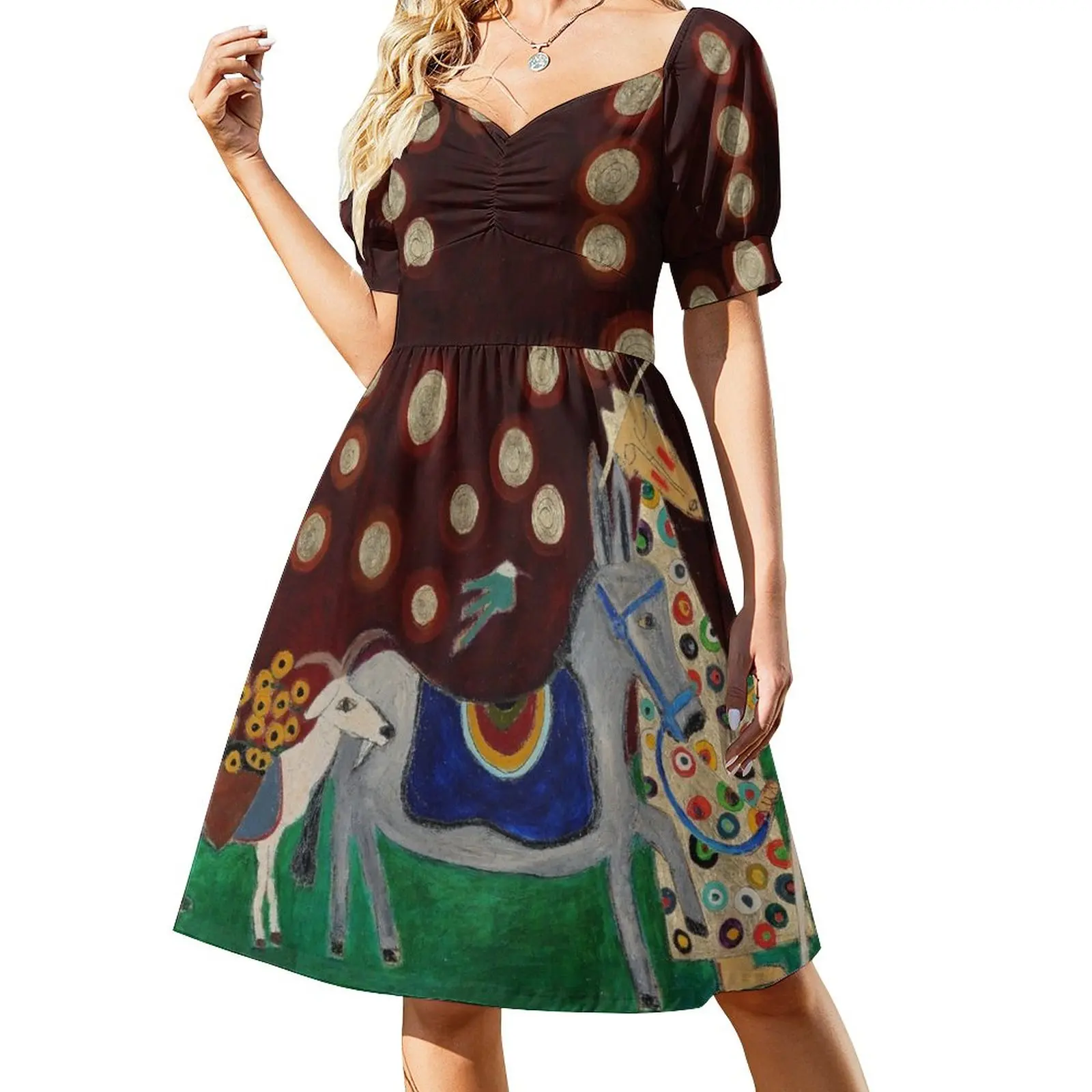 

Monk with Donkey and Goat Dress beach dresses Women's summer long dress