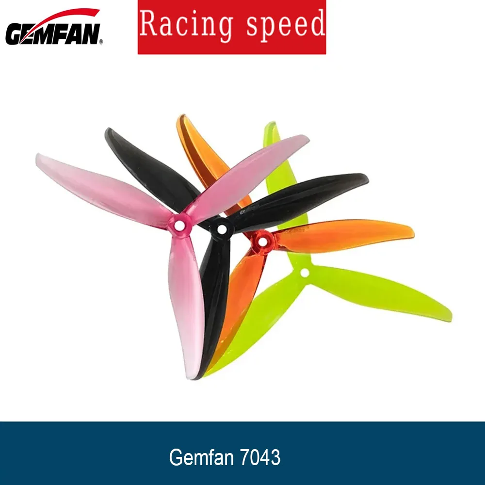 2 paires Gemfan 7043 X Street League 7043-3 Racing 7X4.3X3 hélice à 3 pales pour Drones FPV Freestyle 7 pouces longue portée