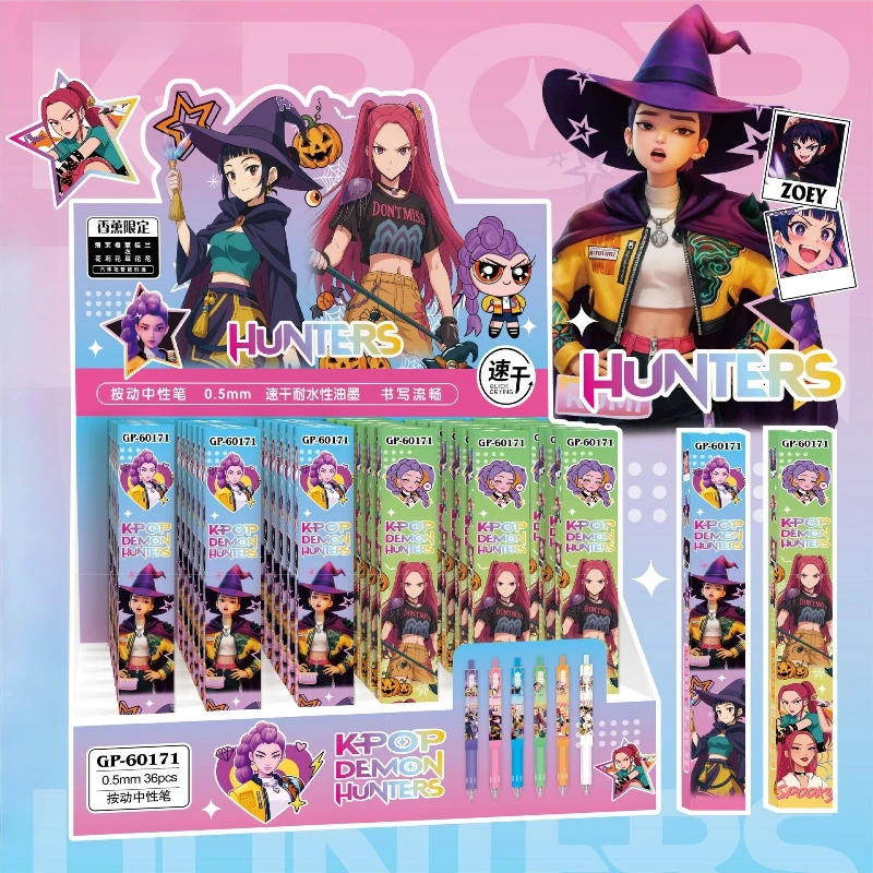 Nuovo KPop Demon Hunters Zoey Rumi Abby Saja Anime merce bidimensionale Blind Box Push Pen Studente Esame Speciale Penna Neutra
