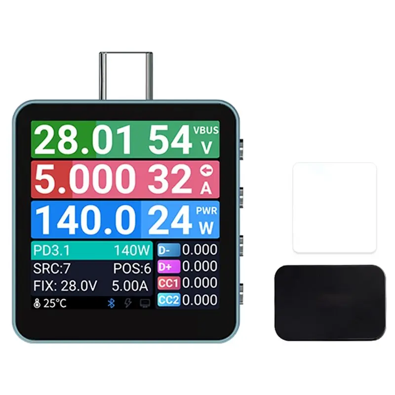 ABKW-Fast Charge Detection Trigger PD3.2 USB Tester C2 Digital Voltmeter Charging Power Detector Battery Tester C2 Std