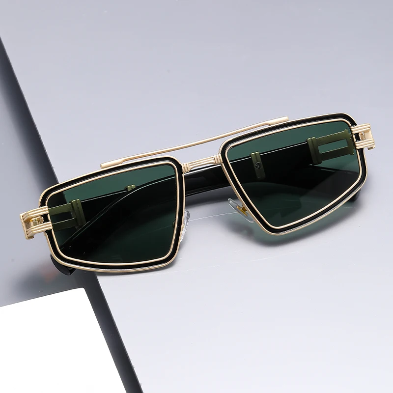 Cross Border New Trendy Women Sunglasses Outdoor Protection Double Beam Retro Men Sun Glasses