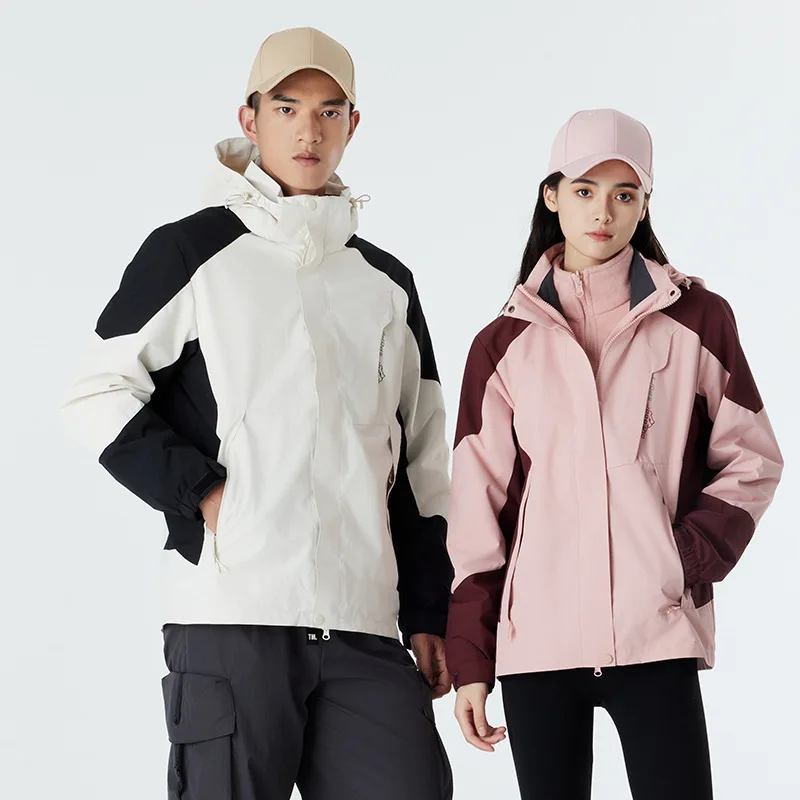 

Waterproof Warm Thick Ski Work Parkas New Winter 3-in-1 Jacket Removable Windproof Hiking Camping Skiing Warm Coat Fleece Set