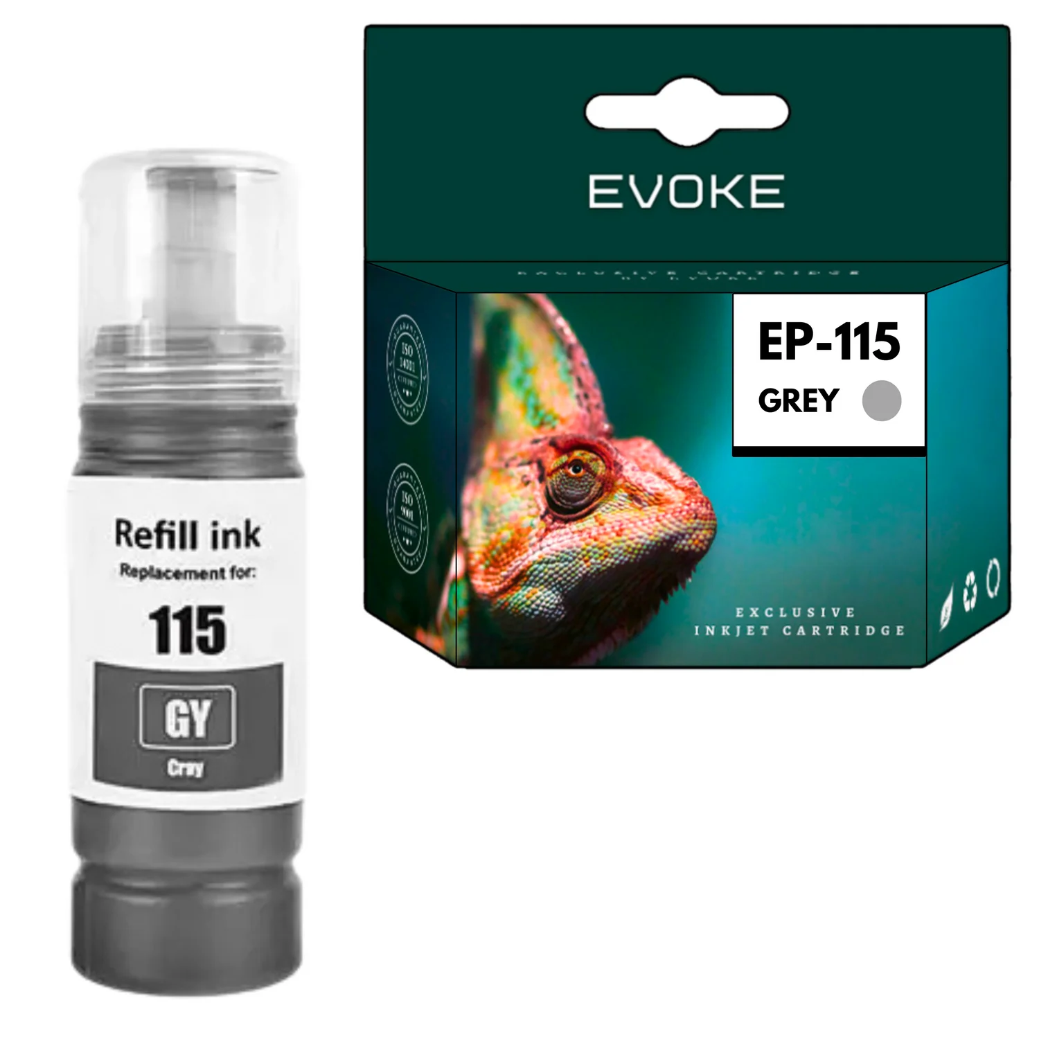Evoke Compatibele Inkt voor Epson 115 C13T07D54A Grijs 6200 Pagina's Ecotank L8160 L8180