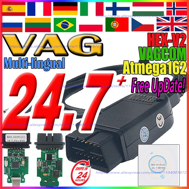 Vcd_s V24.7 VAGCOM V23.11 VAG COM 인기, 프랑스 육각 Atmega162 V2, A-UDI, V-W, S-EAT, S-KODA, 영어, 2024 최신 