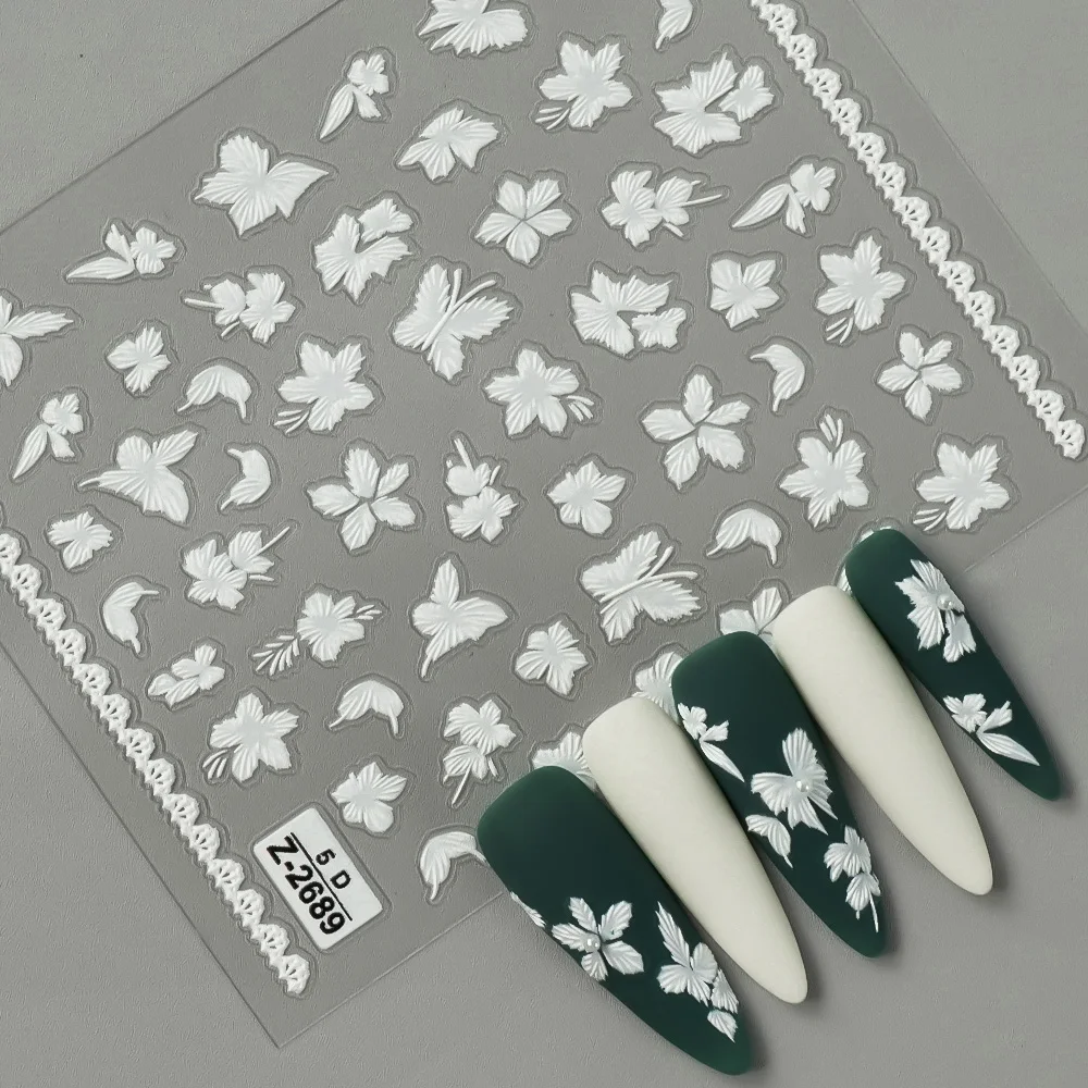 1pcs 5D Japanese Black Butterfly Nail Art Stickers Glitter Shiny Kawaii Self Adhesive Manicure Decorations Tool Decals Accessory