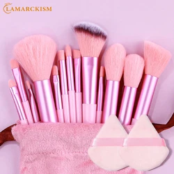 Profissional 13 pçs pincéis de maquiagem conjunto 2 pó puff esponja para cosméticos fundação blush sombra mistura escova ferramentas beleza