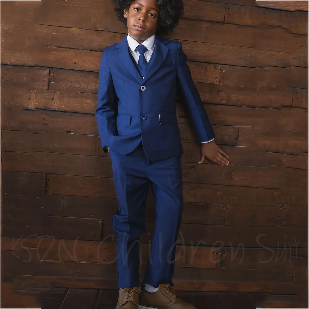 Kids Clothes Boys Suit Three Pieces Chic Single Breasted Slim Fit Formal Wedding Suit Christmas Party Child Set Customized