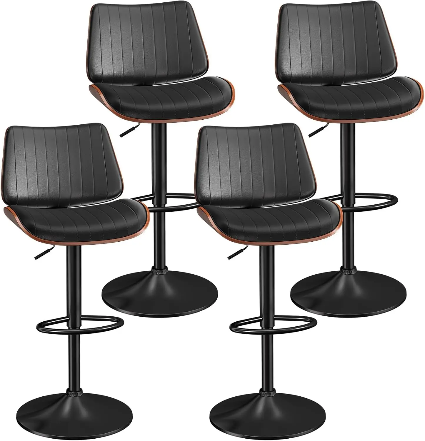 

Swivel Bar Stools Set of 4, Counter Height Bar Stools for Kitchen Counter, Modern PU Leather Upholstered Bar Chair with Back and