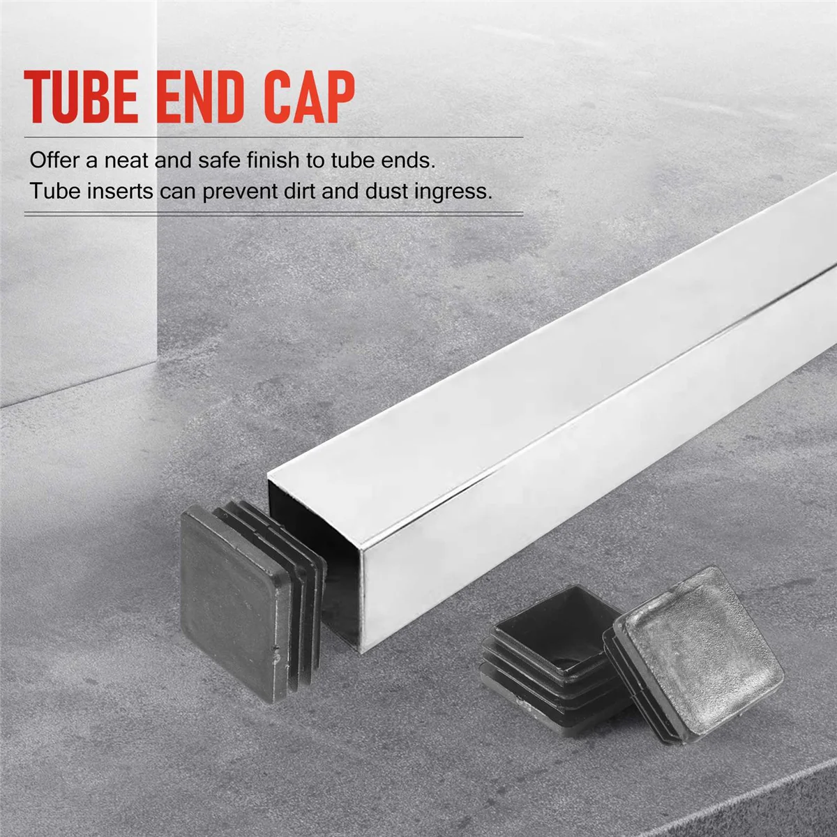 A03V 20 قطعة من البلاستيك مربع تقطيع نهاية قبعات أنبوب إدراج 25 مللي متر × 25 مللي متر