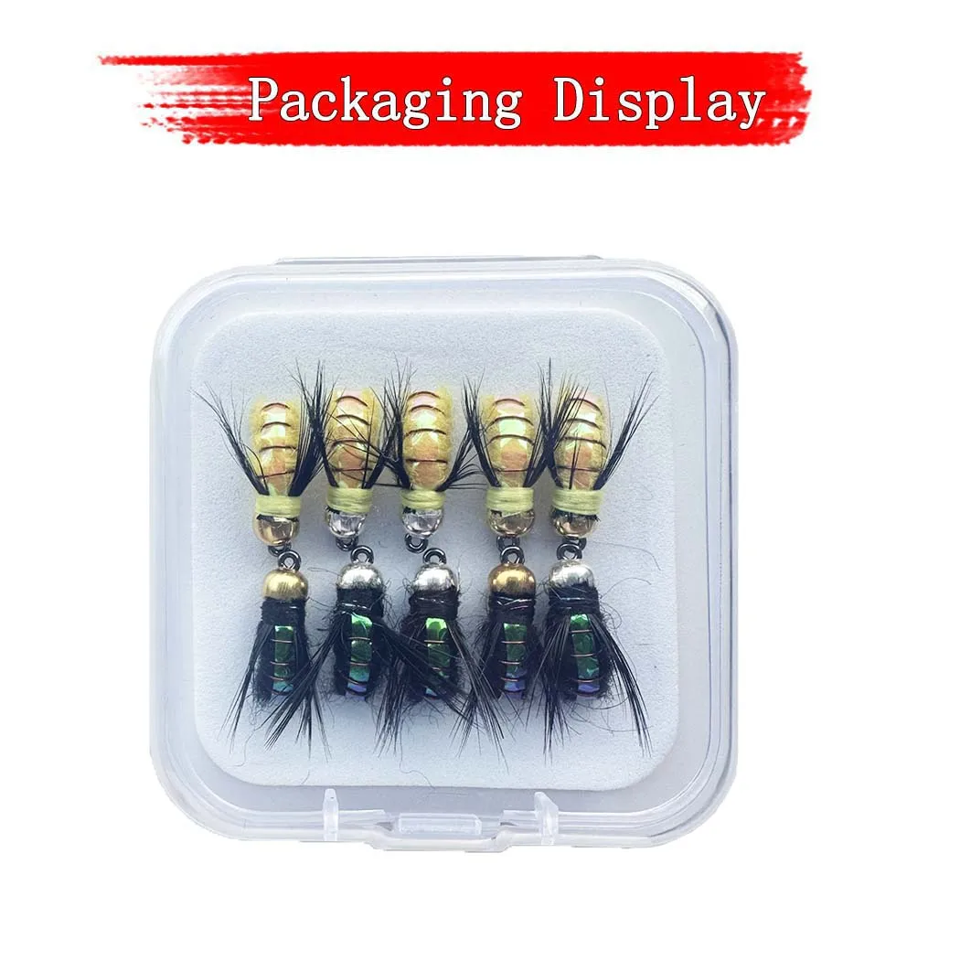 10Pcs/Box Fly fishing Bead Head Fast Sinking Humpy Flies Lure, Wet/Dry Insect Bait Fishing For Trout/Bass/Salmon Bait Lures