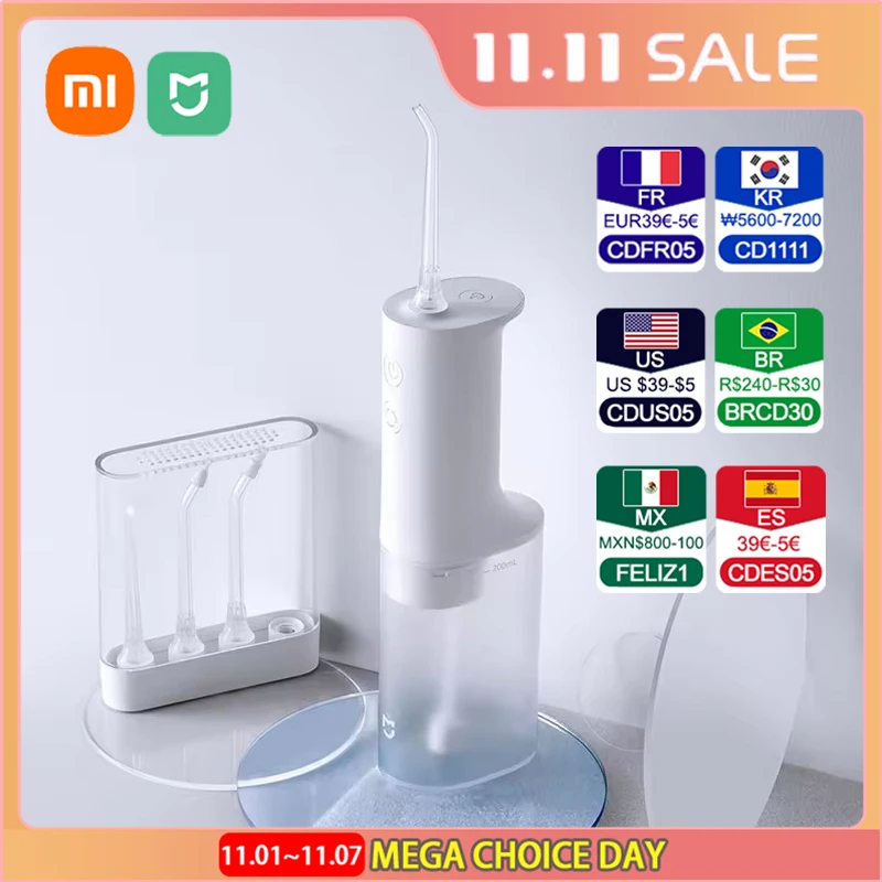 Xiaomi Mijia MEO701 Portable Oral Irrigator Dental Teeth Whitening Flosser Tooth Cleaner Waterpulse Water Thread for Teeth Clean