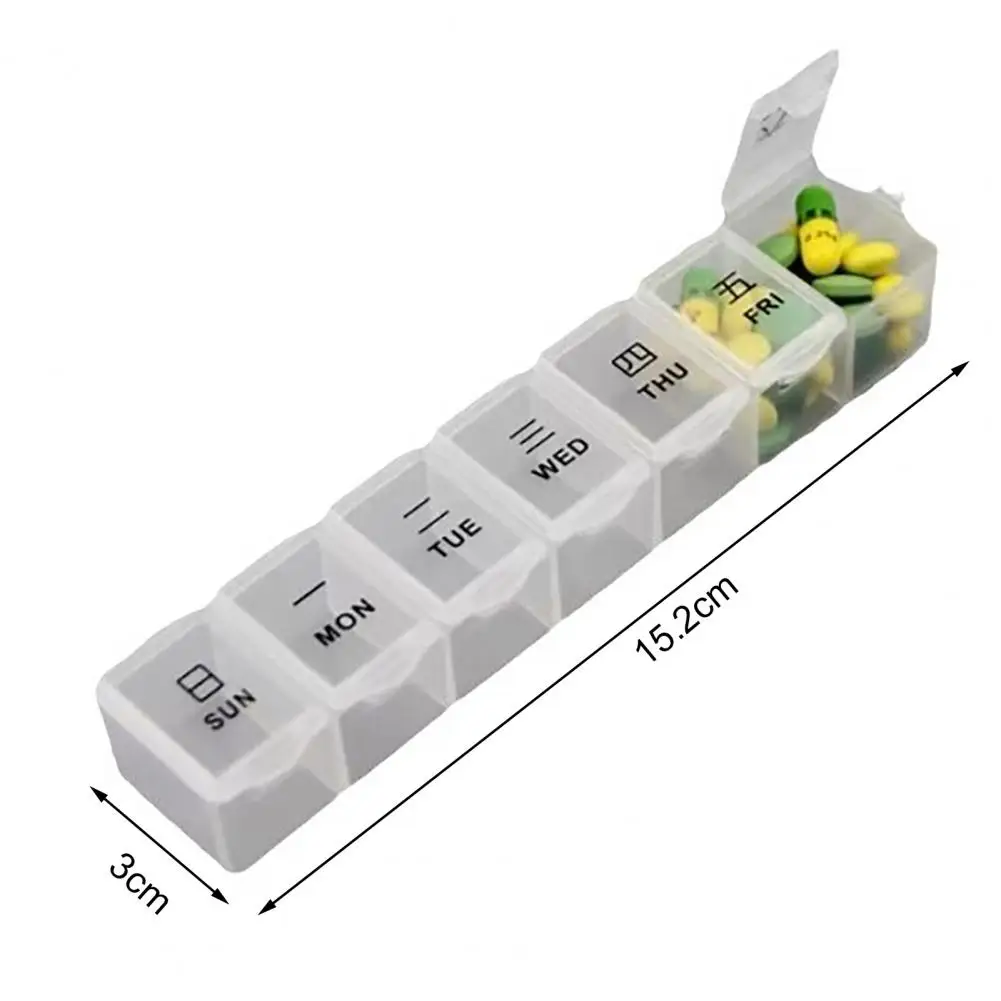 Seven-day Pill Organizer Small Pill Box Travel-friendly Pill Organizer with 7 Grids Transparent Lid for Outdoor Use for Business