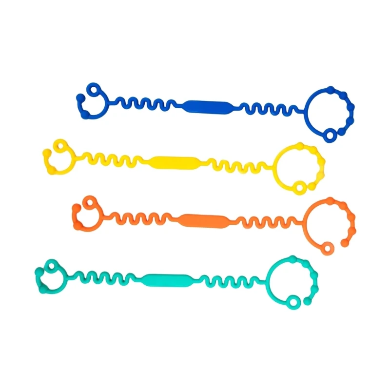 4 szt. Regulowane silikonowe paski do zabawek Gryzak i uchwyt na smoczek Silikonowa butelka Kubek i zabawki Bezpieczne paski do