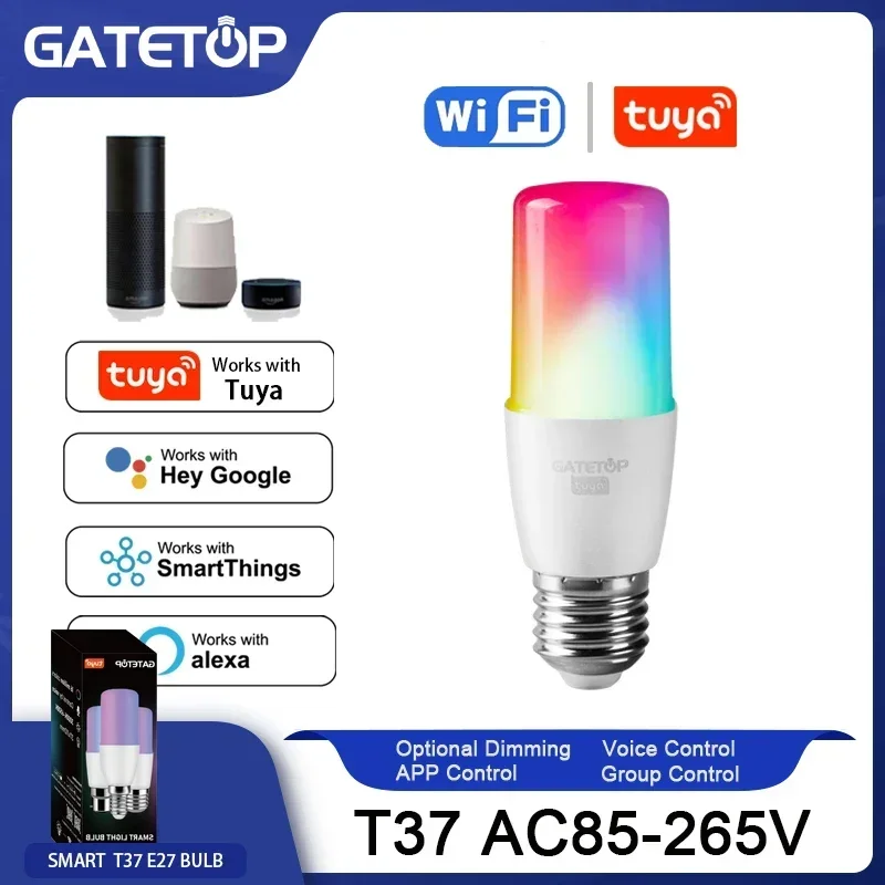 

Tuya Rgb Bulb 6W Smart T37 E27 Light Dimmable Wifi Led Magic Lamp AC 85V-265V Voice Control Work With Alexa Google Home