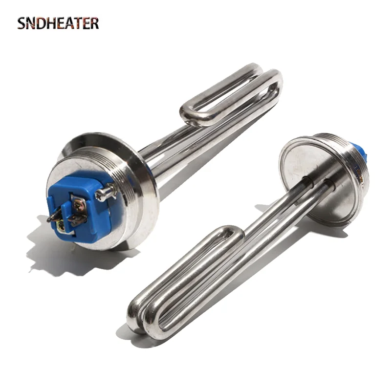 sndheater-120v-15kw-64mmトライクランプ式電気温水加熱エレメント、低電力密度、8mm曲げチューブ、304ステンレス鋼キャップ付き