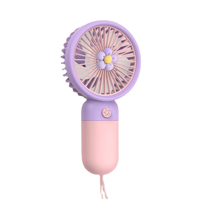 مروحة USB صغيرة محمولة باليد مع حامل بتصميم كرتوني ومروحة طالب قابلة لإعادة الشحن