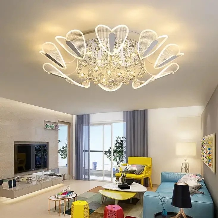 Modern heart-shaped crystal LED ceiling light living room decor lighting ceiling lighting master bedroom dining ceiling lamp