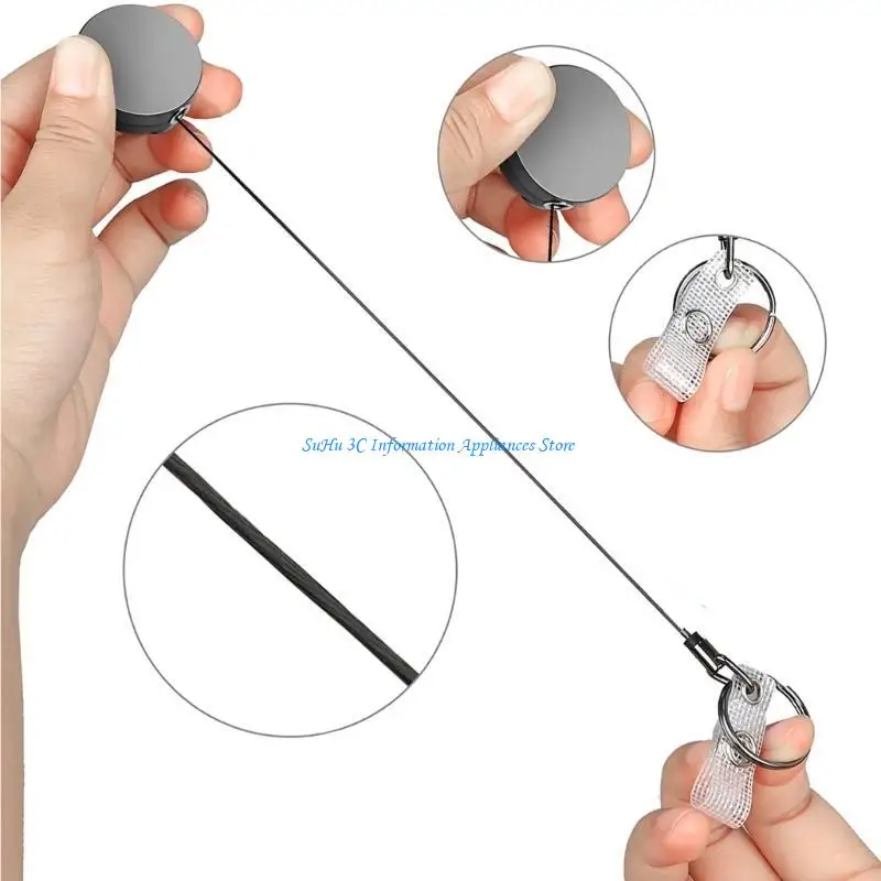 Porte-mousqueton robuste, bobine badge d'identification, porte-clés rétractable, facile à utiliser pour le bureau l'école