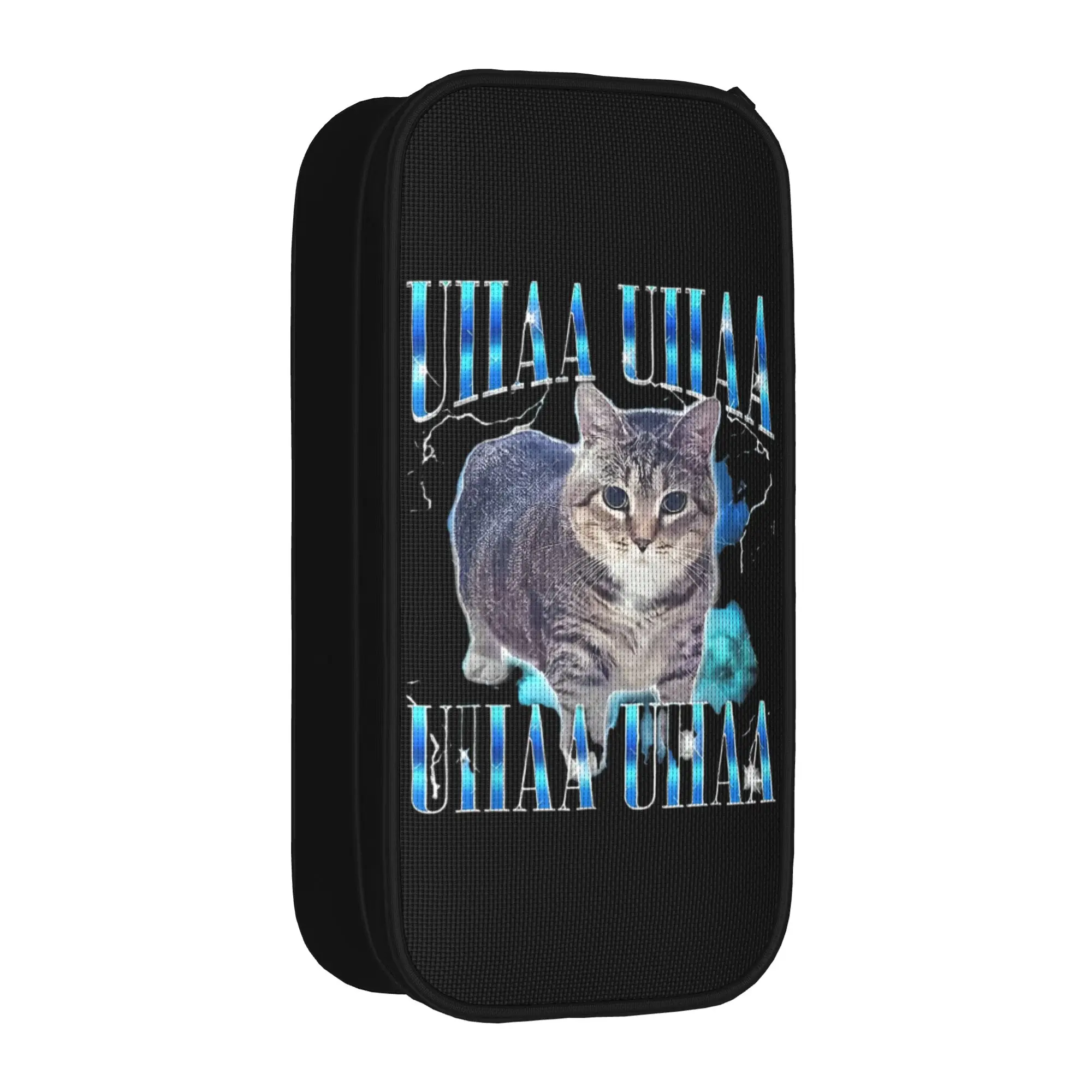 OIIAA OIIAA Funny Spinning Cat Meme Pencil Cases Humor Brainrot Pen Holder Bags Large Storage School Pencil Pouch Stationery